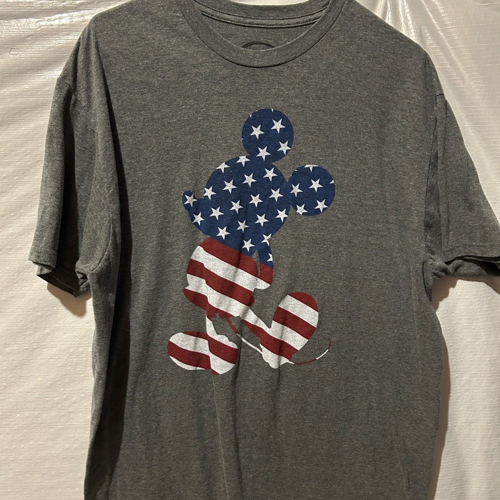 Disney Gray and Blue Mickey Mouse Patriotic Tee